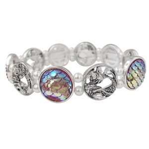 Pink AB Iridescent Mermaid Theme Stretch Bracelet